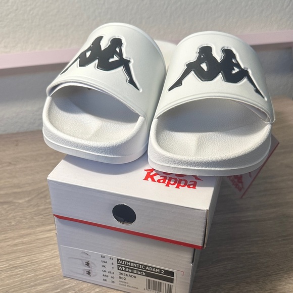 Kappa White and Black Slide Sandals - Picture 1 of 4